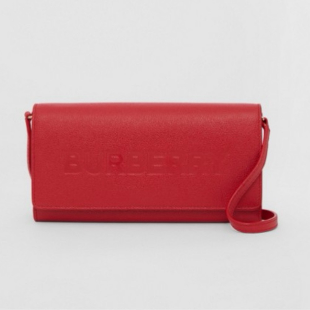 BNWT Burberry Logo Embossed Leather Crossbody Wallet!